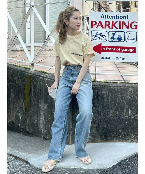 Ungrid(アングリッド)の「ミックスロゴデザインTee(Tシャツ/カットソー・レディース・イエロー/オフホワイト/チャコールグレー・FREE)」の6枚目の写真