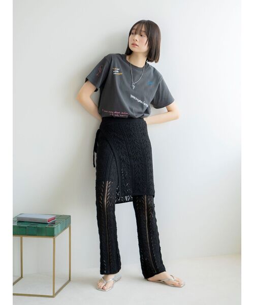 Ungrid(アングリッド)の「ミックスロゴデザインTee(Tシャツ/カットソー・レディース・イエロー/オフホワイト/チャコールグレー・FREE)」の10枚目の写真