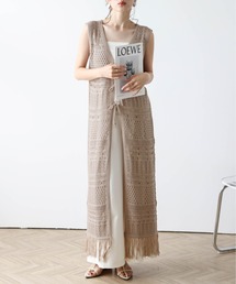 2WAYクロシェニットロングジレ