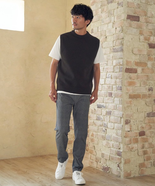 ikka（イッカ）の「【洗濯機で洗える】GOKU楽ニット鹿の子ベスト（ベスト・メンズ・ブラック/ベージュ/ブラウン/グリーン・M/L/XL/S）」の7枚目の写真