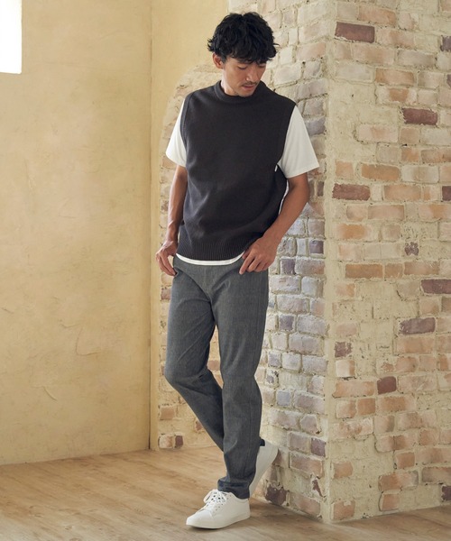 ikka（イッカ）の「【洗濯機で洗える】GOKU楽ニット鹿の子ベスト（ベスト・メンズ・ブラック/ベージュ/ブラウン/グリーン・M/L/XL/S）」の8枚目の写真