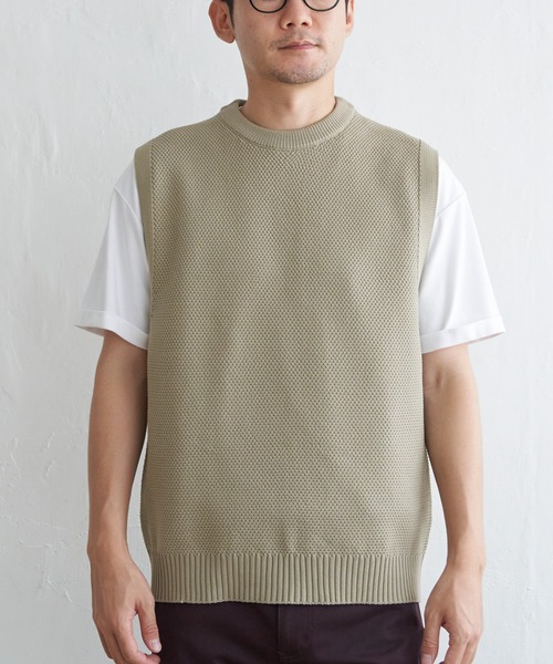 ikka（イッカ）の「【洗濯機で洗える】GOKU楽ニット鹿の子ベスト（ベスト・メンズ・ブラック/ベージュ/ブラウン/グリーン・M/L/XL/S）」の10枚目の写真