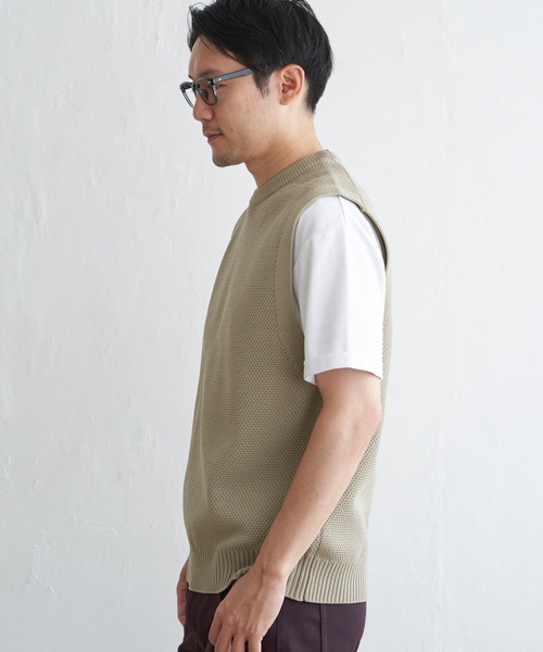 ikka（イッカ）の「【洗濯機で洗える】GOKU楽ニット鹿の子ベスト（ベスト・メンズ・ブラック/ベージュ/ブラウン/グリーン・M/L/XL/S）」の11枚目の写真