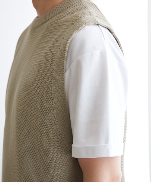 ikka（イッカ）の「【洗濯機で洗える】GOKU楽ニット鹿の子ベスト（ベスト・メンズ・ブラック/ベージュ/ブラウン/グリーン・M/L/XL/S）」の14枚目の写真