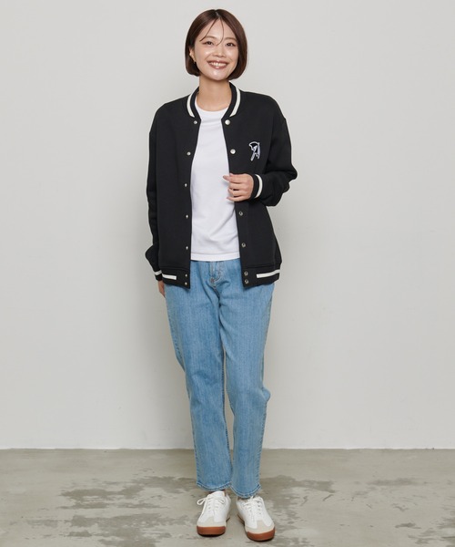 Arnold Palmer（アーノルドパーマー）の「ダンボールニット シェア スタジアムジャンパー（スタジャン・レディース・ブラック/ライトベージュ/杢グレー・L/M/S/XS/LL）」の12枚目の写真