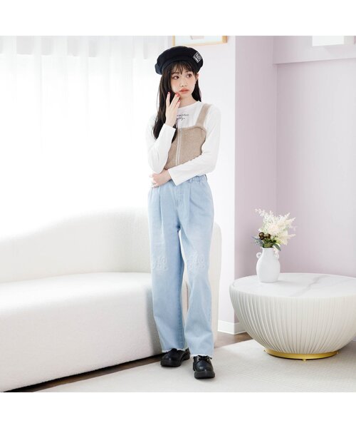 algy（アルジー）の「ニットビスチェ&ロンTセット（ニット/セーター・キッズ・チャコール/ベージュ/ブルー・SMALL/MEDIUM/X-SMALL/XX-SMALL）」の4枚目の写真