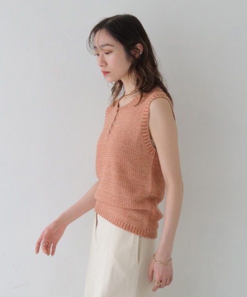 CLEIO（クレイオ）の「【CLEIO】地柄編みタンクトップ（ニット