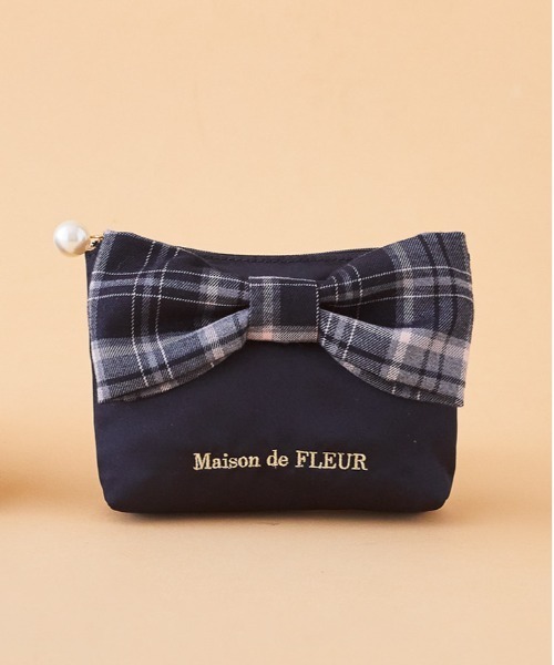 Maison de FLEUR（メゾンドフルール）の「チェックリボンサテンポーチ メゾンドフルールポーチ確認用