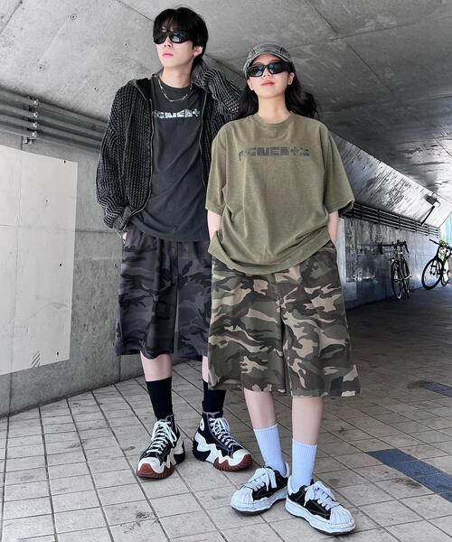 日本未入荷 CHUU★カモフラージュレイヤード風ショートパンツ XEXYMIX ショートパンツ インナー｜クッション地 インナー付き