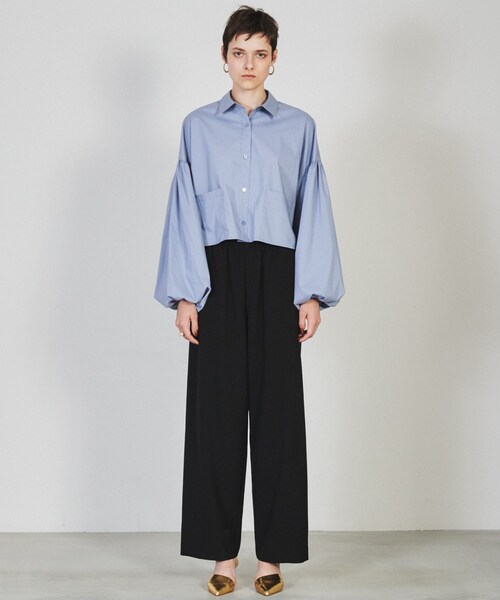 cloenc（クロエンス）の「◆【手洗い可】ボリュームスリーブ クロップドシャツ（シャツ/ブラウス・レディース・アイボリー/ブラック/ブルー・02）」の11枚目の写真