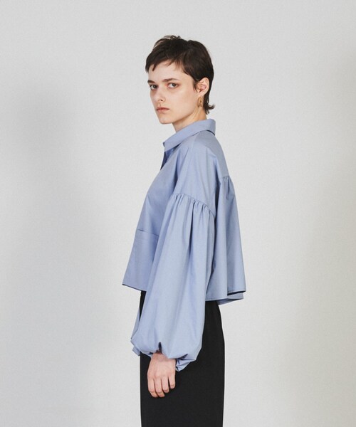 cloenc（クロエンス）の「◆【手洗い可】ボリュームスリーブ クロップドシャツ（シャツ/ブラウス・レディース・アイボリー/ブラック/ブルー・02）」の13枚目の写真