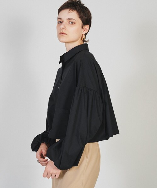 cloenc（クロエンス）の「◆【手洗い可】ボリュームスリーブ クロップドシャツ（シャツ/ブラウス・レディース・アイボリー/ブラック/ブルー・02）」の18枚目の写真