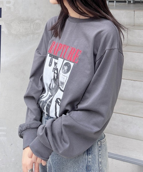 INGNI(イング)の「転写プリントロゴロングTシャツ(Tシャツ/カットソー・レディース・ベージュ系2/グレー系9/ホワイト×レッド/グレー系5・M)」の16枚目の写真