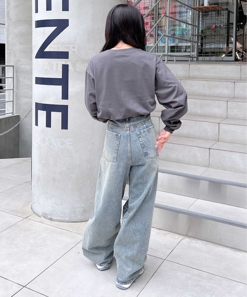 INGNI(イング)の「転写プリントロゴロングTシャツ(Tシャツ/カットソー・レディース・ベージュ系2/グレー系9/ホワイト×レッド/グレー系5・M)」の12枚目の写真