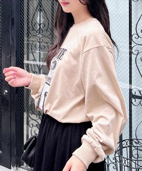INGNI(イング)の「転写プリントロゴロングTシャツ(Tシャツ/カットソー・レディース・ベージュ系2/グレー系9/ホワイト×レッド/グレー系5・M)」の10枚目の写真