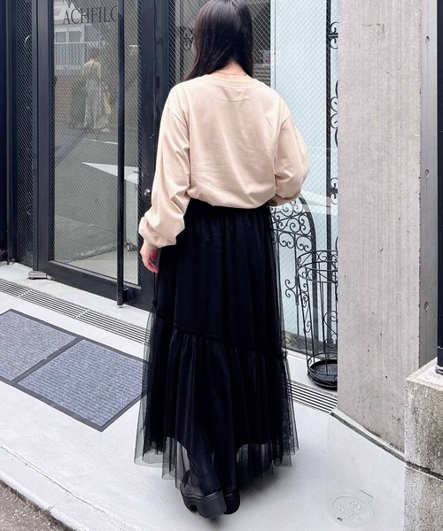 INGNI(イング)の「転写プリントロゴロングTシャツ(Tシャツ/カットソー・レディース・ベージュ系2/グレー系9/ホワイト×レッド/グレー系5・M)」の8枚目の写真