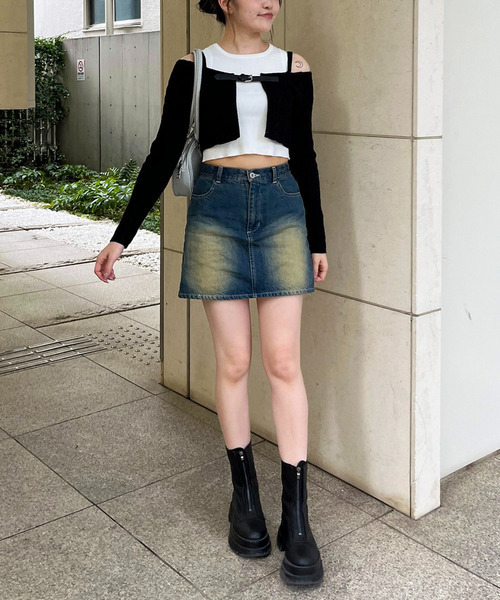 SPIRALGIRL（スパイラルガール）の「ベルト付きニットアンサンブルタンクセット（アンサンブル・レディース・ブラック/グレー/ピンク・FREE）」の4枚目の写真