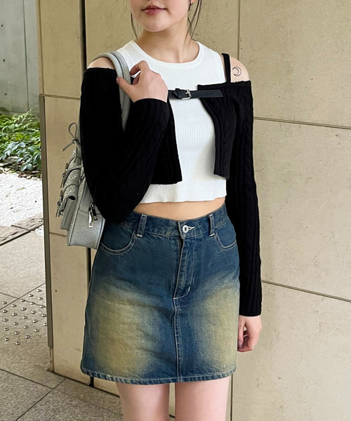 SPIRALGIRL（スパイラルガール）の「ベルト付きニットアンサンブルタンクセット（アンサンブル・レディース・ブラック/グレー/ピンク・FREE）」の5枚目の写真