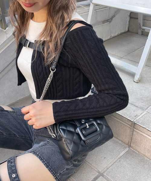 SPIRALGIRL（スパイラルガール）の「ベルト付きニットアンサンブルタンクセット（アンサンブル・レディース・ブラック/グレー/ピンク・FREE）」の6枚目の写真