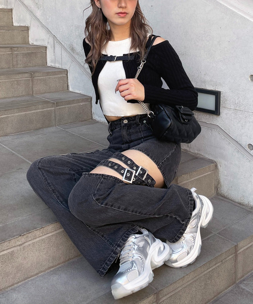 SPIRALGIRL（スパイラルガール）の「ベルト付きニットアンサンブルタンクセット（アンサンブル・レディース・ブラック/グレー/ピンク・FREE）」の7枚目の写真