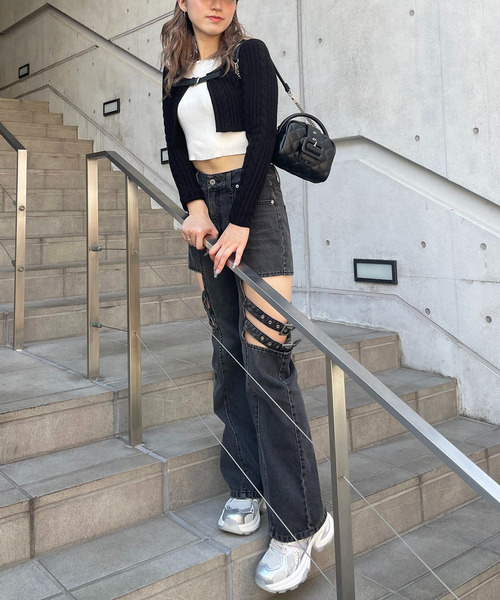 SPIRALGIRL（スパイラルガール）の「ベルト付きニットアンサンブルタンクセット（アンサンブル・レディース・ブラック/グレー/ピンク・FREE）」の8枚目の写真