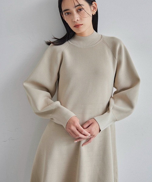 VIS（ビス）の「【美smart】フレアニットワンピース【着丈が選べる/洗える】（ワンピース・レディース・ブラック/ベージュ系その他・FREE/FT）」の6枚目の写真