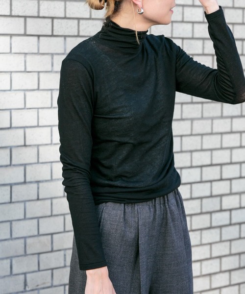 FORK&SPOON（フォークアンドスプーン）の「FORK&SPOON　タートルネックカットソー（Tシャツ/カットソー・レディース・オフホワイト/ブラック・1）」の5枚目の写真