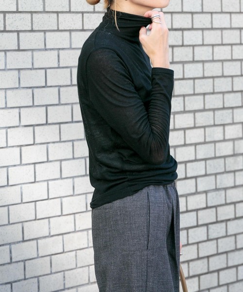 FORK&SPOON（フォークアンドスプーン）の「FORK&SPOON　タートルネックカットソー（Tシャツ/カットソー・レディース・オフホワイト/ブラック・1）」の7枚目の写真