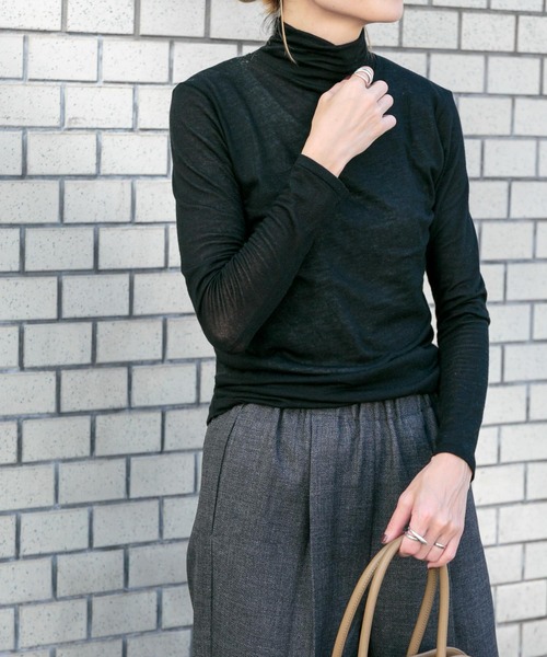 FORK&SPOON（フォークアンドスプーン）の「FORK&SPOON　タートルネックカットソー（Tシャツ/カットソー・レディース・オフホワイト/ブラック・1）」の8枚目の写真