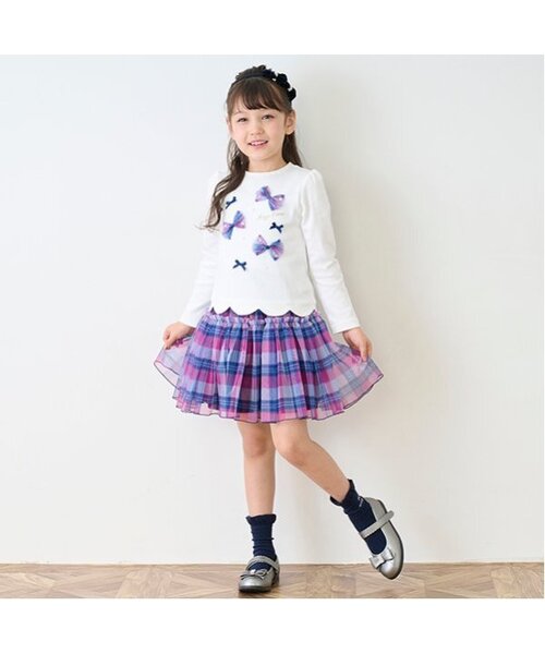 メゾピアノ ビスチェ スカート トップス セットアップ チェック 140cm