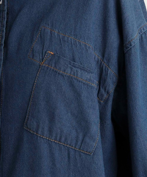atONE(アットワン)の「オーバーサイズロングスリーブデニムシャツ(シャツ/ブラウス・レディース・ワンウォッシュ/ネイビー・LL~3L/4L~5L/M-L)」の8枚目の写真