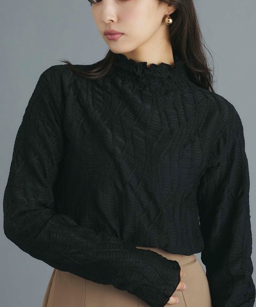 fifth（フィフス）の「ジャカードハイネックトップス（Tシャツ/カットソー・レディース・ブラック/ホワイト/ベージュ・M）」の4枚目の写真