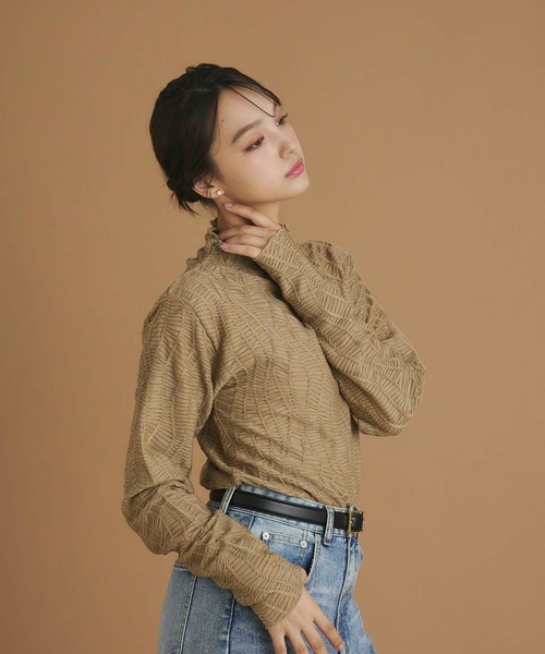 fifth（フィフス）の「ジャカードハイネックトップス（Tシャツ/カットソー・レディース・ブラック/ホワイト/ベージュ・M）」の13枚目の写真