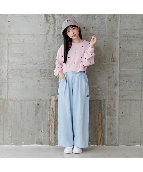 algy（アルジー）の「タックデニムワイドパンツ（デニムパンツ・キッズ・ブルー/サックスブルー/ブラック・MEDIUM/X-SMALL/XX-SMALL/SMALL）」の8枚目の写真