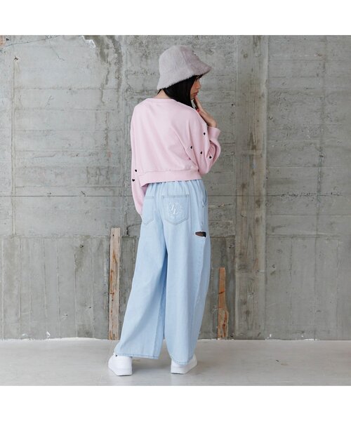 algy（アルジー）の「タックデニムワイドパンツ（デニムパンツ・キッズ・ブルー/サックスブルー/ブラック・MEDIUM/X-SMALL/XX-SMALL/SMALL）」の11枚目の写真