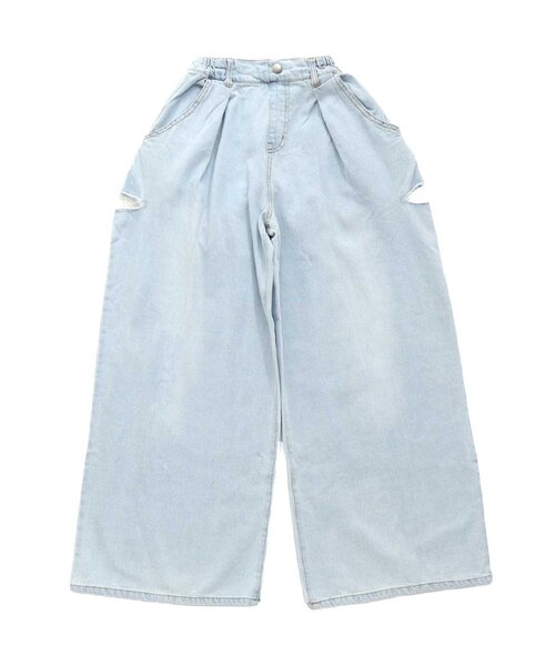 algy（アルジー）の「タックデニムワイドパンツ（デニムパンツ・キッズ・ブルー/サックスブルー/ブラック・MEDIUM/X-SMALL/XX-SMALL/SMALL）」の9枚目の写真