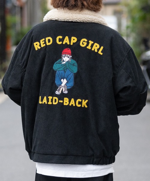 Red Cap Girl（レッドキャプガール）の「【a-r】〔Red Cap Girl/レッドキャップガール〕8Wコーデュロイ 襟ボア キルティングジャケット（ミリタリージャケット・メンズ・ブラック/ネイビー/ブラウン・MEDIUM/LARGE）」の2枚目の写真