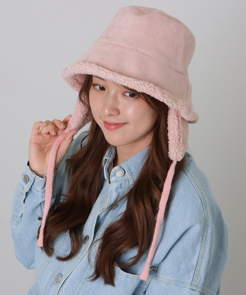 セール】スエード調 裏ボア 耳付き バケット ハット（ハット）｜Lace