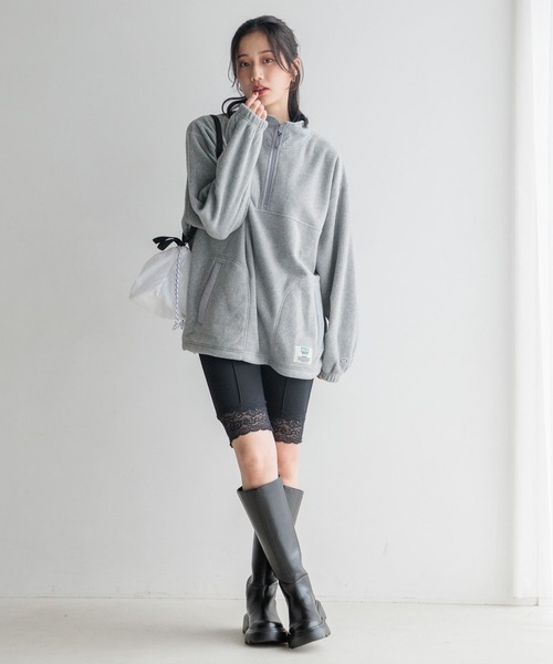 LOWRYS FARM(ローリーズファーム)の「DISCUSハーフジッププルオーバー(Tシャツ/カットソー・レディース・グレー/オフホワイト/ブラック・FREE)」の8枚目の写真