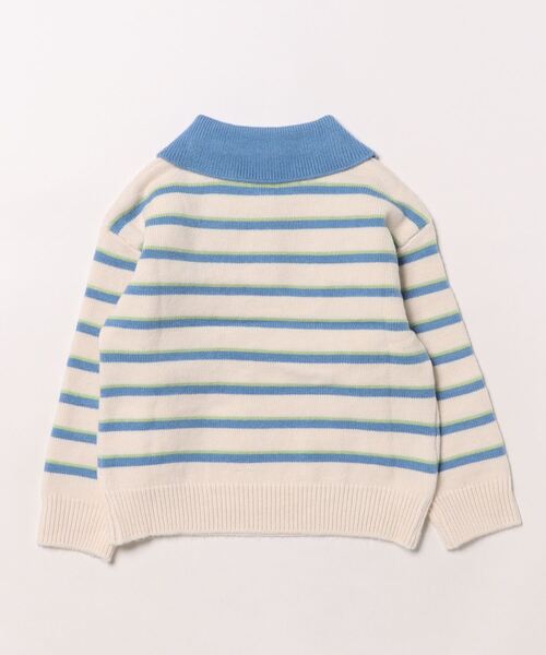 aimoha（アイモハ）の「【aimoha-KIDS-】ボーダーポロニット（ポロシャツ・キッズ・ブルー・90/100/110/120/130）」の2枚目の写真