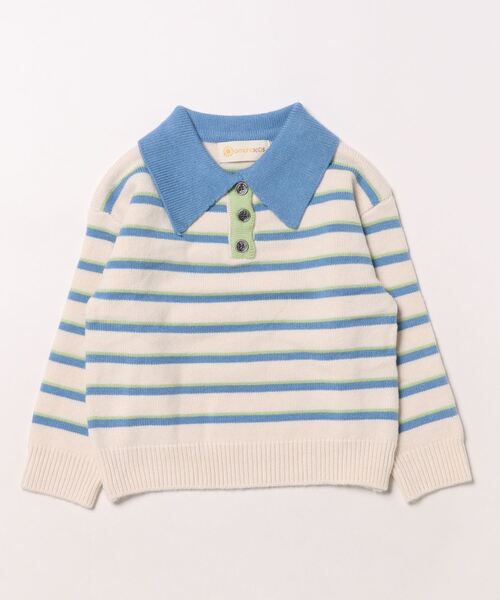 aimoha（アイモハ）の「【aimoha-KIDS-】ボーダーポロニット（ポロシャツ・キッズ・ブルー・90/100/110/120/130）」の12枚目の写真
