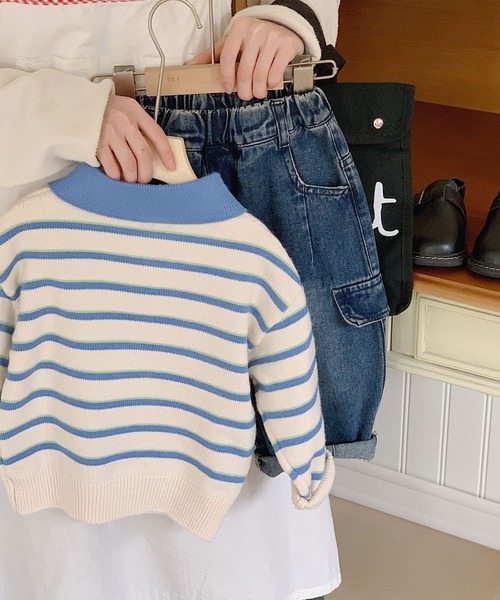 aimoha（アイモハ）の「【aimoha-KIDS-】ボーダーポロニット（ポロシャツ・キッズ・ブルー・90/100/110/120/130）」の11枚目の写真