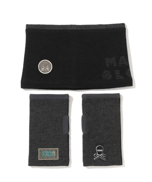 Two-Tone Stripe Neck & Hand Warmer Combo | MEN and WOMEN 【公式通販】