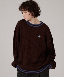 ONE POINT LOGO CABLE KNIT / ワンポイントロゴケーブルニット