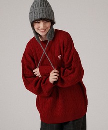 ONE POINT LOGO CABLE KNIT / ワンポイントロゴケーブルニット