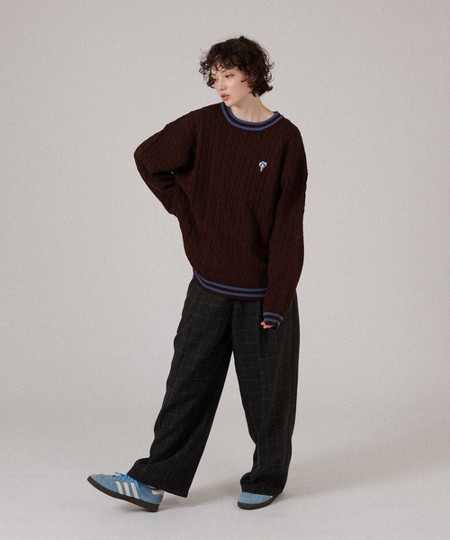 ONE POINT LOGO CABLE KNIT / ワンポイントロゴケーブルニット