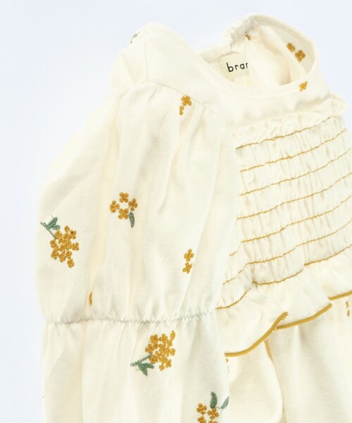 BRANSHES(ブランシェス)の「【おそろい】きんもくせい刺繍チュニック(シャツ/ブラウス・キッズ・アイボリー/ネイビー・90/100/110/80/120/150/130/140)」の6枚目の写真