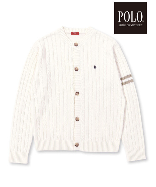 SLAP SLIP(スラップスリップ)の「【POLO BCS(ポロ・ビーシーエス)×SLAP SLIPコラボ】【お揃い】袖ラインニットカーディガン(カーディガン/ボレロ・レディース・グレー/オフホワイト・FREE)」の6枚目の写真