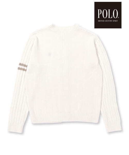 SLAP SLIP(スラップスリップ)の「【POLO BCS(ポロ・ビーシーエス)×SLAP SLIPコラボ】【お揃い】袖ラインニットカーディガン(カーディガン/ボレロ・レディース・グレー/オフホワイト・FREE)」の7枚目の写真