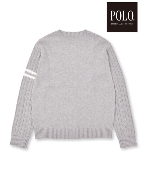 SLAP SLIP(スラップスリップ)の「【POLO BCS(ポロ・ビーシーエス)×SLAP SLIPコラボ】【お揃い】袖ラインニットカーディガン(カーディガン/ボレロ・レディース・グレー/オフホワイト・FREE)」の12枚目の写真